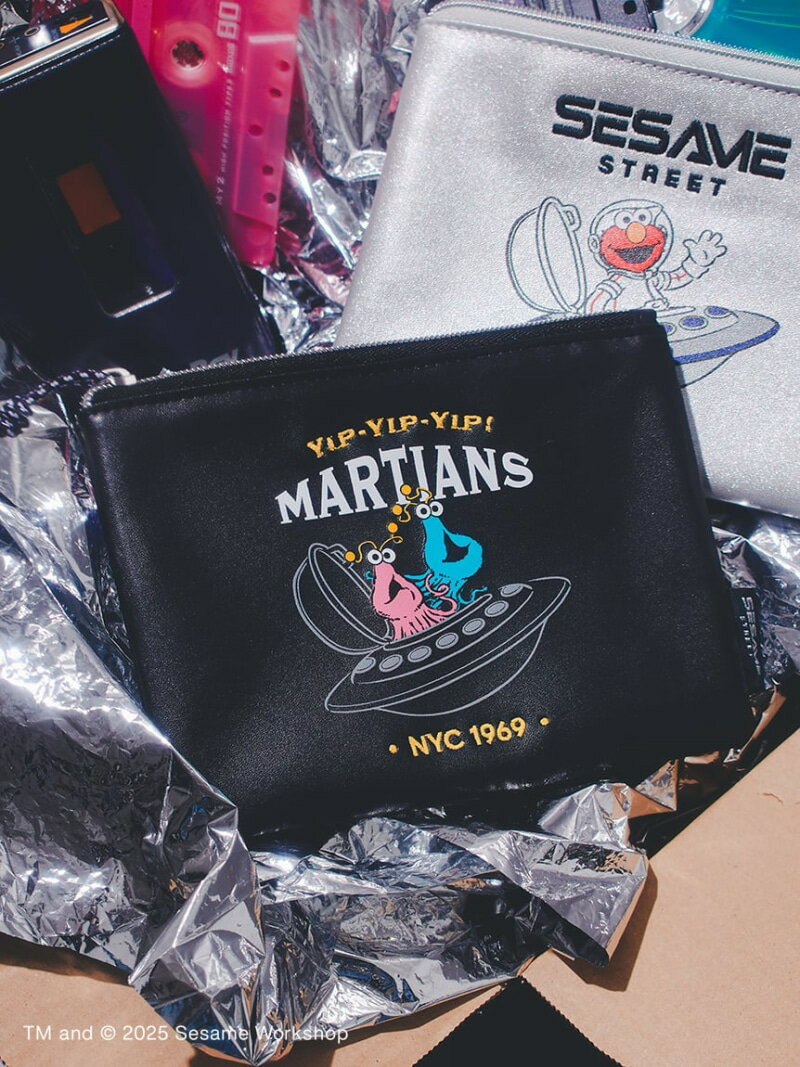 【MARS COLLECTION】フラットポーチ SESAME STREET MARKET セサミストリートマーケット 財布・ポーチ・ケース ポーチ ブラック[Rakuten Fashion]
