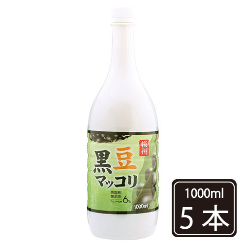 商品の説明情報 ■ 商品名：『 楊州 』黒豆マッコリ ● 主な原料 :　黒米、小麦、黒豆、黒ごま、アスパタミ ● 内容量 : 1000ml - 5本 ● アルコール度数 :　6度 ● 味の程度　:　甘味 ★★★☆☆ ● 保存方法 : 冷蔵保存 ● 商品説明 韓国フュージョン酒として本場で大ブレイク中ヘルシー食材として 注目されている黒豆を配したまろやかで香ばしいお酒です。 注意事項 未成年者の飲酒は法律で禁止されています 未成年者への酒類の販売はいたしません。 ☆輸入状況によりデザインが変わる場合もございます。☆