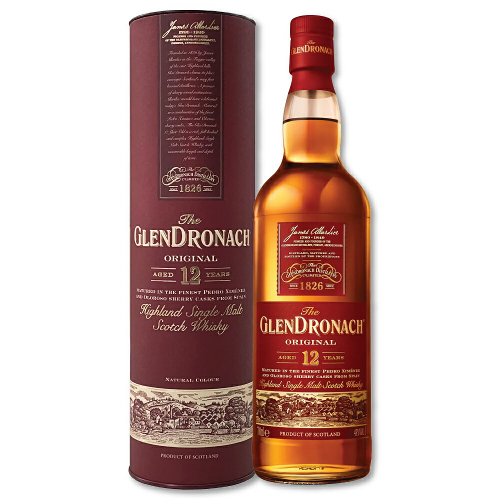 グレンドロナック 12年 700ml / シングルモルト スコッチウイスキー ギフトBox入り シェリー系ウイスキーの定番 The GlenDronach Original