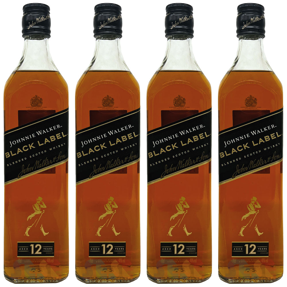 [正規品] ジョニーウォーカー ブラックラベル 12年 700ml　4本セット / スコットランド ブレンデッドスコッチウイスキー Johnnie Walker Black Label 12 Year Old