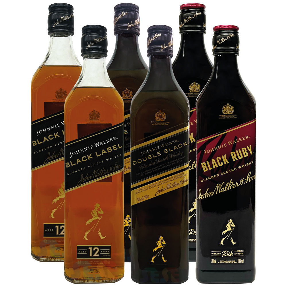 ジョニーウォーカー ブラックシリーズ 飲み比べ6本セット (12年・ダブル・ルビー) 各2本 700ml / 正規品 スコットランド ブレンデッドスコッチウイスキー Johnnie Walker Black Series