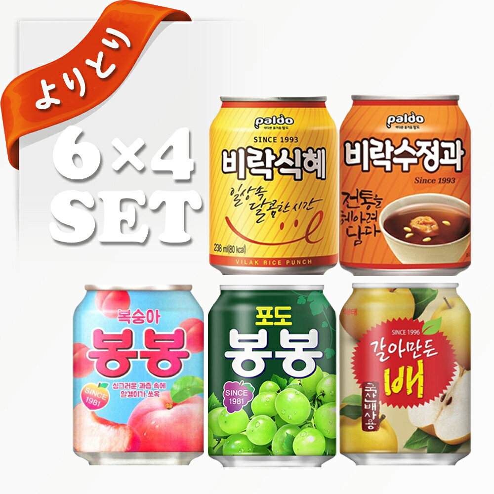 選り取り 韓国ジュース 5種類から 選べる 24個セット(4種類x6個ずつ) 韓国飲料 ボンボン シッケ すりおろし桃 すりおろし梨 スジョンガ