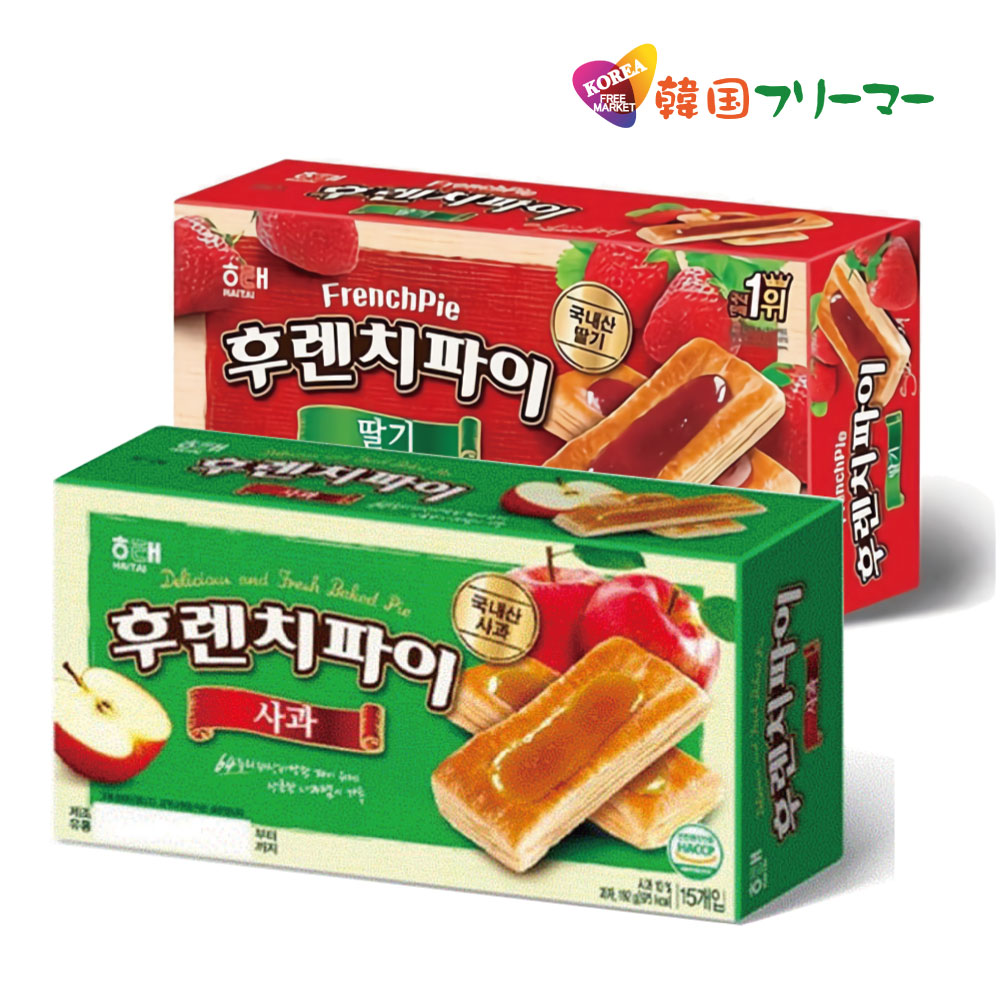 ヘテ　フレンチパイ　192g (15入り)　リンゴ味　イチゴ味　韓国パイ　韓国お菓子　お菓子　パイ　ジャム　おやつ おつまみ　スナック