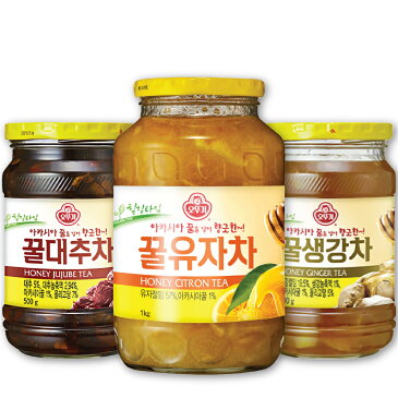 オットギ(三和) 蜂蜜入り 健康茶セット 柚子茶 1kg,なつめ茶 500g, 生姜茶 500g
