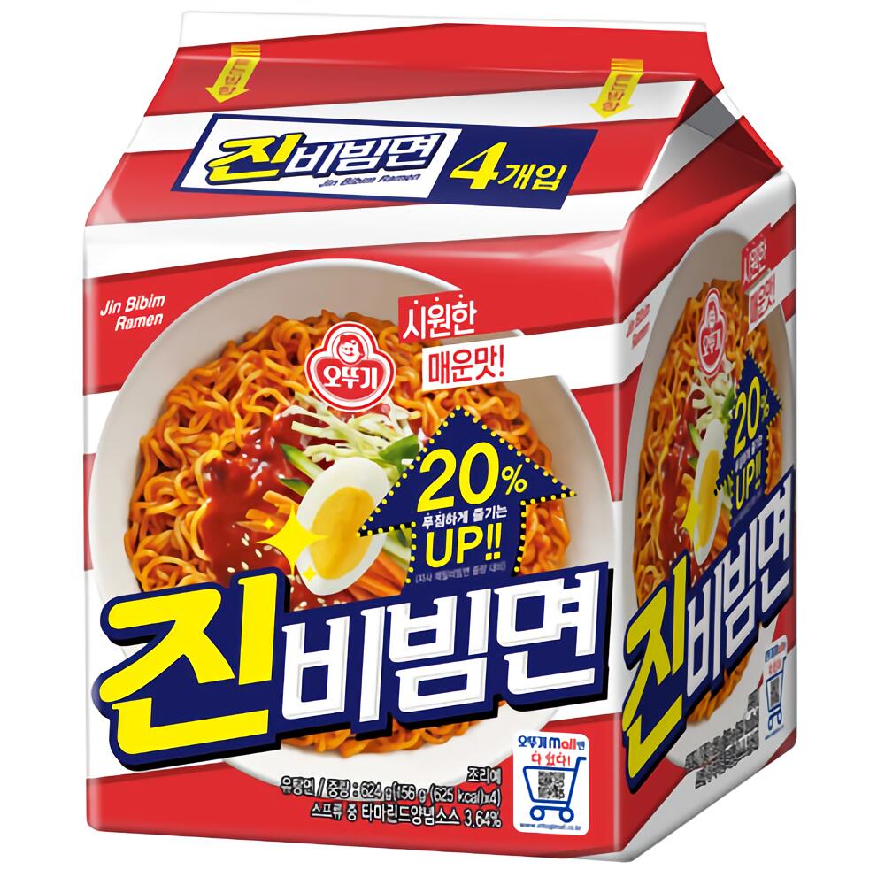 オットギ ジンビビン麺 156g 4袋入 / 韓国ラーメン / ビビン麺韓国食品 輸入食品 韓国食材/韓国料理/韓国お土産/韓国ラーメン/非常食/防災用/防災グッズ/乾麺/インスタントラーメン/辛いラーメン/辛ラーメン/ラーメン/キムチ 焼肉 韓国料理 PALDO