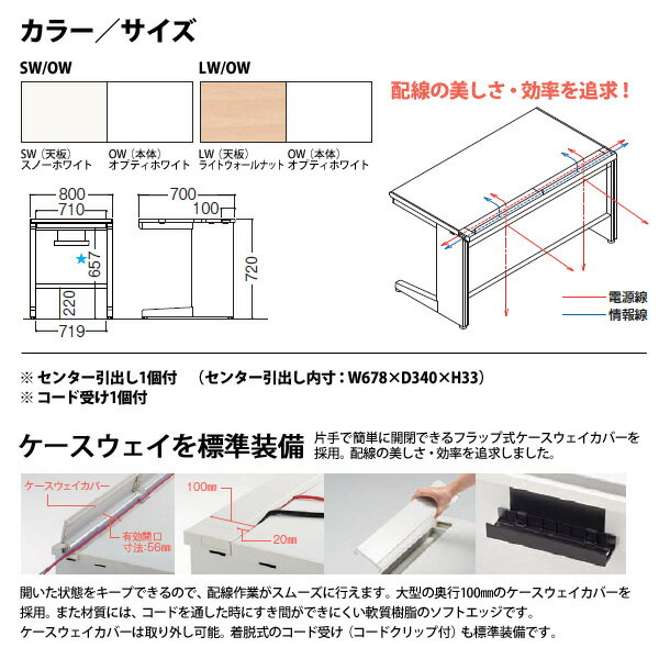 事務机 (現地組立 完成品) オフィスデスク 平机 L型脚 引き出し付タイプ DUK-087C W800×D700x高さ720mm ワーキングデスク スチールデスク 作業机 会社 事務所 工場 稲葉製作所