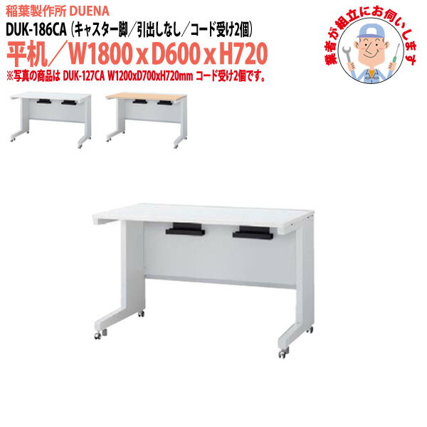樂天商城 - 事務机 (現地組立 完成品) オフィスデスク 平机 キャスター脚 引き出し無タイプ 受注生産品 DUK-186CA 幅1800x奥行600x高さ720mm ワーキングデスク スチールデスク 作業机 会社 事務所 工場 稲葉製作所