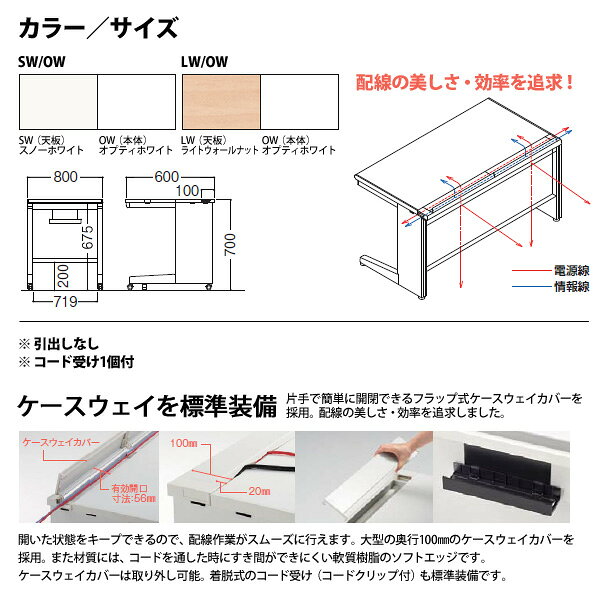 オフィスデスク (現地組立 完成品) 事務机 平机 キャスター脚 引き出し無タイプ 受注生産品 DUK7-086CA W800x奥行600x高さ700mm スチールデスク ワーキングデスク 作業机 会社 事務所 工場 稲葉製作所 [3]