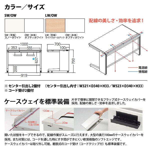 オフィスデスク (現地組立 完成品) 事務机 平机 キャスター脚 引き出し付タイプ DUK7-107CCA W1000×D700x高さ700mm スチールデスク ワーキングデスク 作業机 会社 事務所 工場 稲葉製作所 [3]