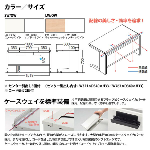 オフィスデスク (完成品 現地組立) 事務机 平机 キャスター脚 引き出し付タイプ 受注生産品 DUK7-166CCA 幅1600x奥行600x高さ700mm スチールデスク ワーキングデスク 作業机 会社 事務所 工場 稲葉製作所 [3]