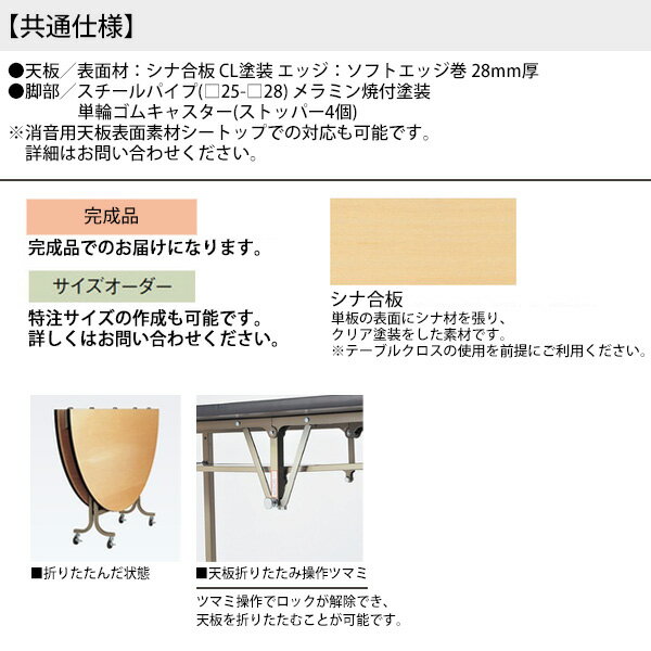 レセプションテーブル 宴会用テーブル 折りたたみ [シナベニアタイプ] E-LL-1800R 180φxH70cm 折畳 業務用 結婚式 ホテル 飲食店 パーティー ホール