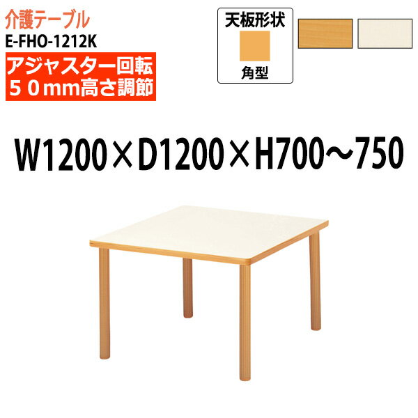 介護施設用テーブル W120xD120xH70～75cm 上下昇降 E-FHO-1212K 角型 【法人様配送料無料(北海道 沖縄 離島を除く)】 福祉施設 ダイニングテーブル 介護テーブル 介護用テーブル デイサービス 老人ホーム 食堂用テーブル 食堂テーブル 1