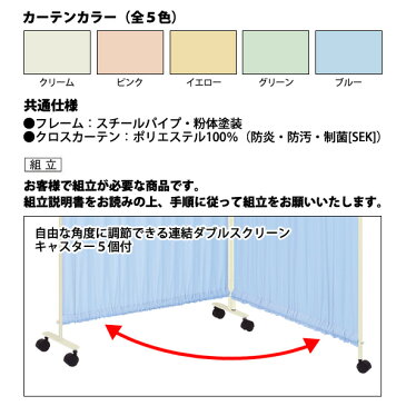 病院用衝立 TB-992-150 W200（100x2）xH150cm ダブルスクリーンタイプ 【送料無料(北海道 沖縄 離島を除く)】 メディカルスクリーン ついたて スクリーン 間仕切り 病院 医院 TOKIO