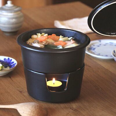 【懐石ひとり鍋＋コンロSET】 小さな卓上鍋 土鍋 コンロ セット 一人用 一人鍋 炊飯 1合 卓上 ご飯 日本製 おしゃれ 電子レンジ 固形燃料用 いろり鍋 いろりコンロ 囲炉裏 鍋 鍋セット 鍋焼きうどん 1人鍋 ひとり鍋 卓上鍋 1人用 レンジ 固形燃料 万古焼 萬古焼土鍋 懐石 sessuimura-10003173 TOKILABOトキラボ楽天市場店 サンプル画像2