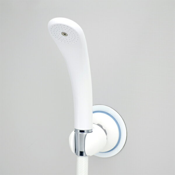 吸盤式シャワーフック ホワイト 角度調節 お風呂に簡単取付 （補助板付ほとんどの壁面に対応 ）シャワーホルダ— GA-FP001 シャワーヘッドフック