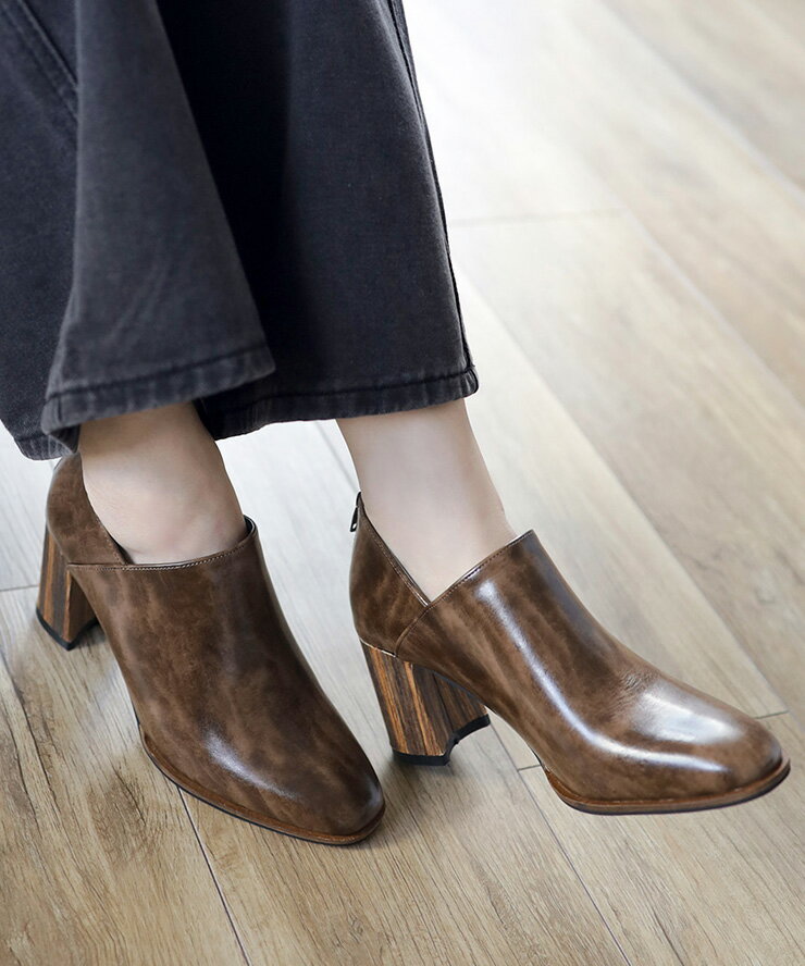 【18日限定★10％OFFクーポン】ブーツ レディース ウッドヒールブーティ マニッシュ 美脚 チャンキーヒール かわいい きれいめ キラキラ おしゃれ 痛くない 歩きやすい 靴