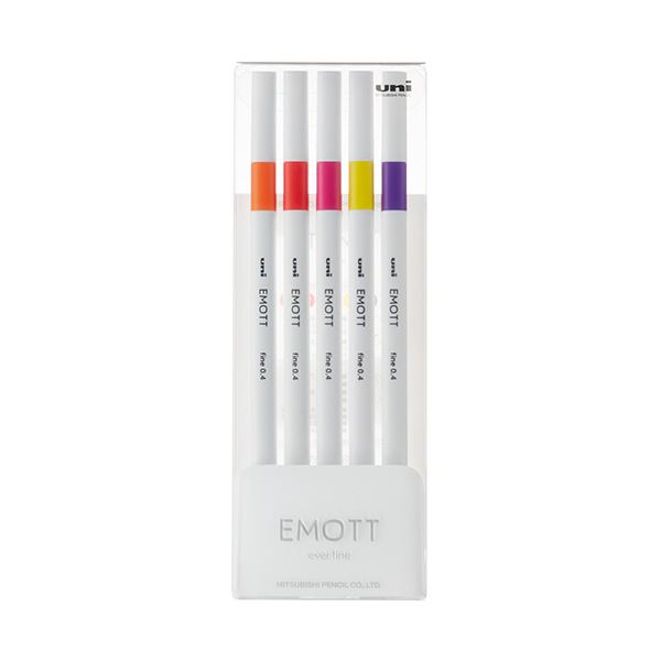 【セット販売】 三菱鉛筆 水性サインペン EMOTT5色セット No.2 パッションカラー PEMSY5C.NO2 1パック【×10セット】