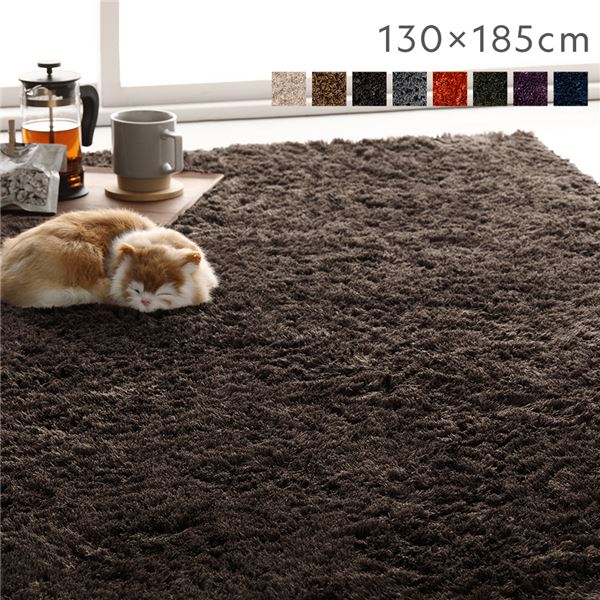 ラグ マット 絨毯 約130×185cm 約1.5畳 ブラウン 長方形 洗える 滑り止め付 軽量 ホットカーペット可 通年使用可 折りたたみ可 (メーカー名:福岡県 イケヒコ）