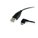 StarTech.com microUSB変換ケーブル 左向きL型 91cm USB A (オス)-microB (オス) ブラックUUSBHAUB3LA 1本(2)