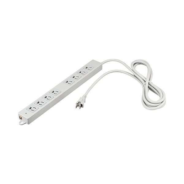 バッファロー3ピン式電源タップ 8個口 2重構造 雷サージ&ランプ付 ライトグレー 5m BTKPLMJT3850LG 1個