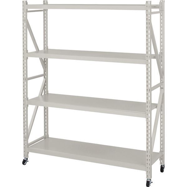 スチールラック 収納棚 約幅129×奥行40.5×高さ157cm アイボリー キャスター付き ボルトレスラック 3D 組立品 リビング 店舗