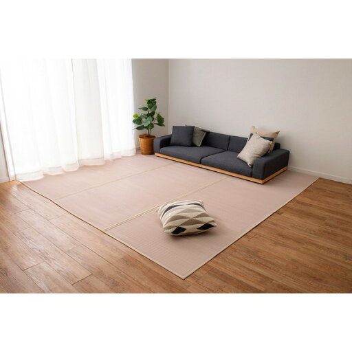 い草風 ラグマット 絨毯 江戸間8畳 約352×352cm ピンク 洗える い草 カーペット 四条 しじょう ホットカーペット可 リビング い草風 ラグマット 絨毯 江戸間8畳 約352×352cm ピンク 洗える い草 カーペット 四条 しじょう ホットカーペット可 リビング