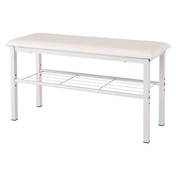 玄関ベンチ 玄関椅子 約幅81×奥行28×高さ45cm ホワイト スチールフレーム 合皮 組立品 リビング ダイニング 引っ越し
