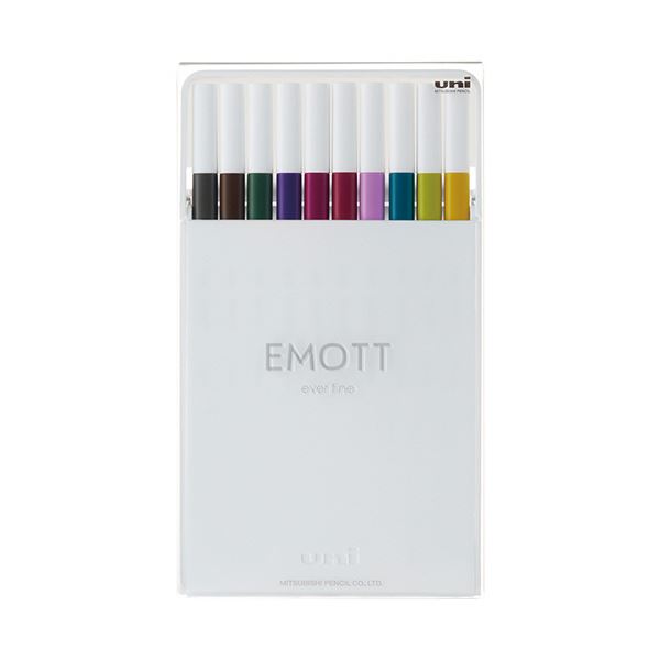 【セット販売】 三菱鉛筆 水性サインペン EMOTT10色セット No.3 ダークカラー PEMSY10C.NO3 1パック【×3セット】