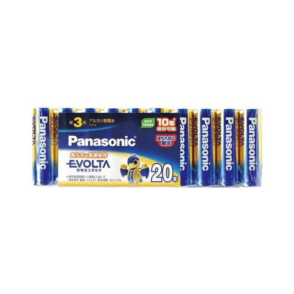 Panasonic 電池 充電池 バッテリー パナソニック EVOLTAアルカリ乾電池 LR6EJ / 20SW (20本入) 【×3セット】 【お徳用 まとめ買い お買い得 業務用 割引 セット販売】 家電 電池・充電池