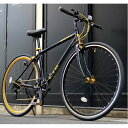 クロスバイク 700c（約28インチ）/ブラック(黒) シマノ7段変速 重さ/ 12.0kg 軽量 アルミフレーム 【LIG MOVE】【代引不可】