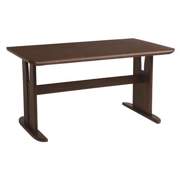2本脚テーブル / ダイニングテーブル 【長方形 幅135cm ダークブラウン】 木製 ブラッシング加工 〔リビング 在宅ワ…