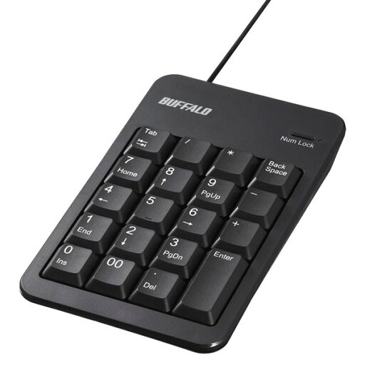 バッファロー 有線テンキーボード Tabキー / USBハブ付き ブラック BSTKH100BK バッファロー 有線テンキーボード Tabキー / USBハブ付き ブラック BSTKH100BK