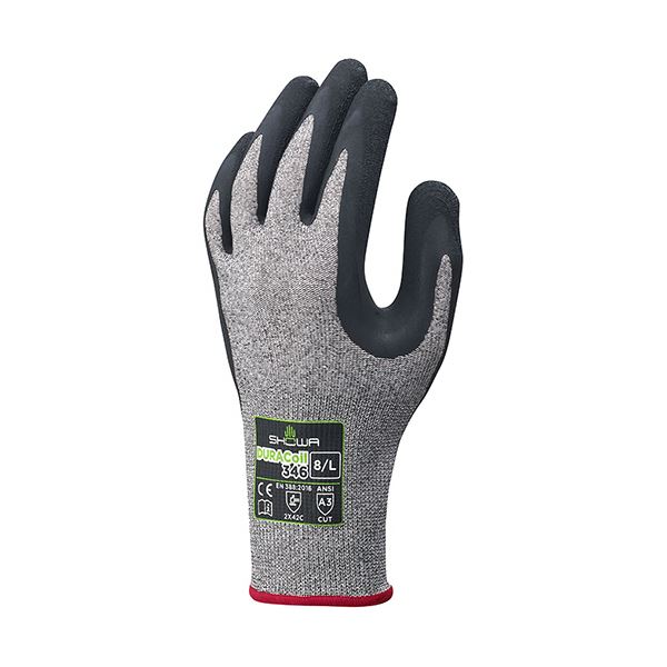 ショーワグローブ 耐切創背抜き手袋デュラコイル 346 XL グレー NO346-XL 1双