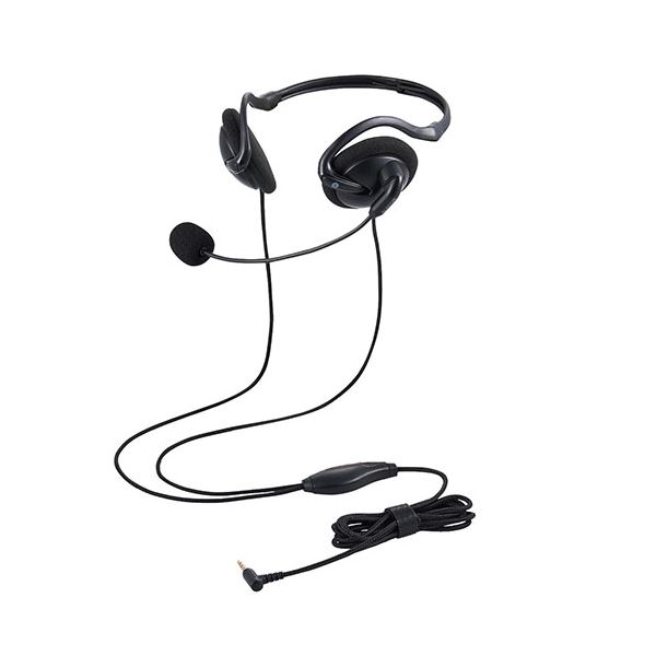 ELECOM エレコム PC機器 ヘッドセット ネックバンド 有線 両耳 4極ミニプラグ 折りたたみ式 変換ケーブル付 (3極ミニプラグ) 軽量 黒 HS-NB06TBK