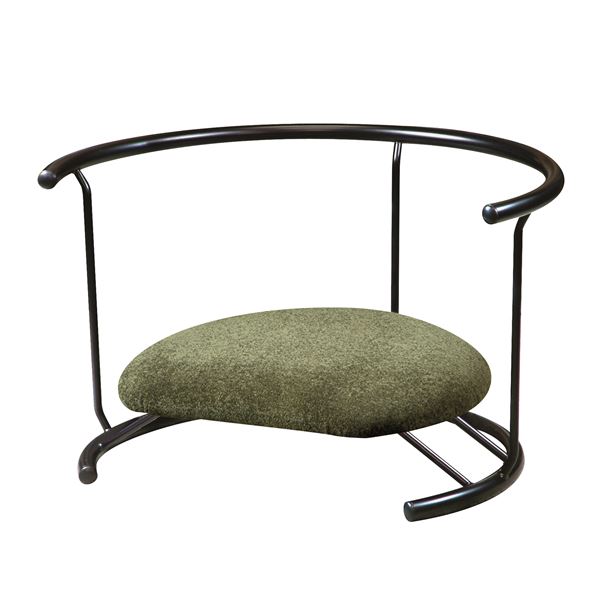 あぐら椅子 / 正座椅子 【背もたれ付き モスグリーン×ブラック】 幅60cm 耐荷重80kg 日本製 スチール 〔リビング〕