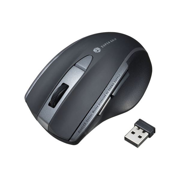 サンワサプライ 静音ワイヤレスブルーLEDマウス （5ボタン） MA-WBL166BK ブラック