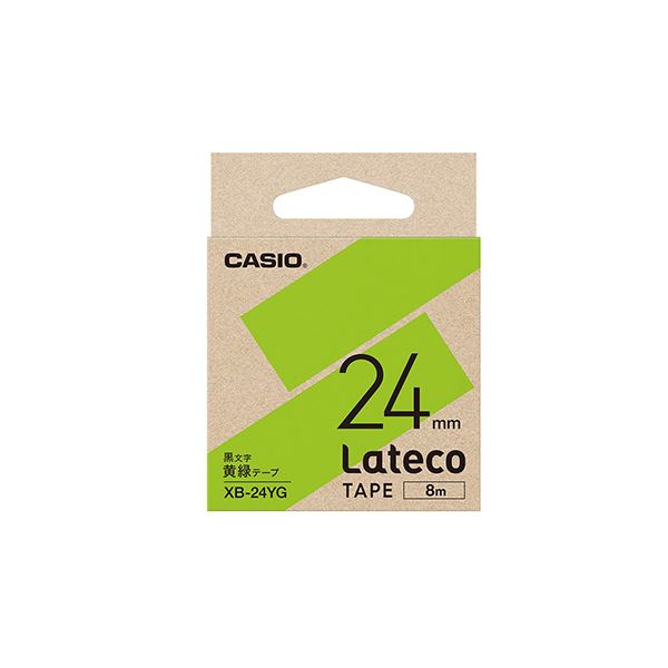 （まとめ） カシオ ラベルライター Lateco専用詰替用テープ 黄緑に黒文字 24mm 【×3セット】