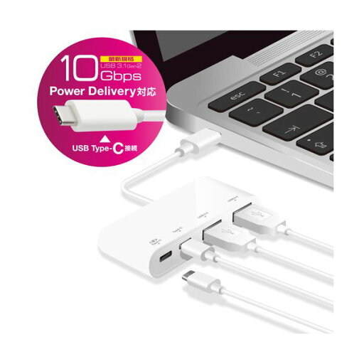 ELECOM エレコム PC機器 USBHUB / USB3.1 (Gen2) / PD対応 / Type-Cコネクタ / Aメス2ポート / Cメス2ポート / バスパワー / ホワイト U3HC-A424P10WH ELECOM エレコム PC機器 USBHUB / USB3.1 (Gen2) / PD対応 / Type-Cコネクタ / Aメス2ポート / Cメス2ポート / バスパワー / ホワイト U3HC-A424P10WH