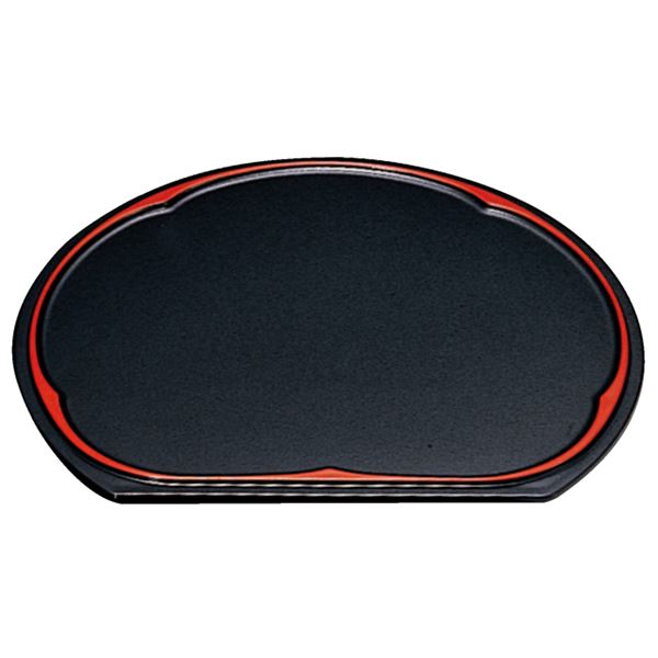 尺3 梅型半月両面盆 / トレー 【黒タタキSL / 朱天黒】 395×342×14mm 日本製 〔和食 レストラン 居酒屋 店舗 業務用 キッチン 厨房 お店〕 キッチン用品・食器・調理器具 日用雑貨・キッチン用品 配膳用品 お盆・トレー キッチン トレー お盆 業務用食器