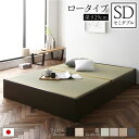 畳ベッド 収納ベッド ロータイプ 高さ29cm セミダブル ブラウン い草グリーン 収納付き 日本製 国産 すのこ仕様 頑丈設計 たたみベッド 畳 ベッド【代引不可】