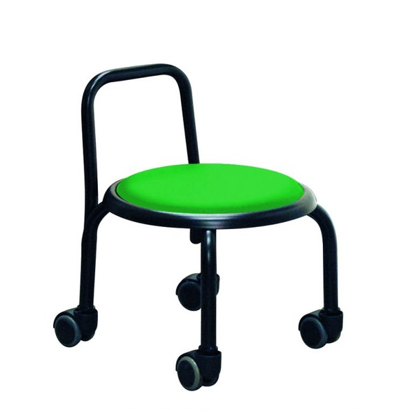 スタッキングチェア / 丸椅子 【同色3脚セット グリーン×ブラック】 幅32cm スチールパイプ チェア インテリア 家具 椅子 スタッキングチェア