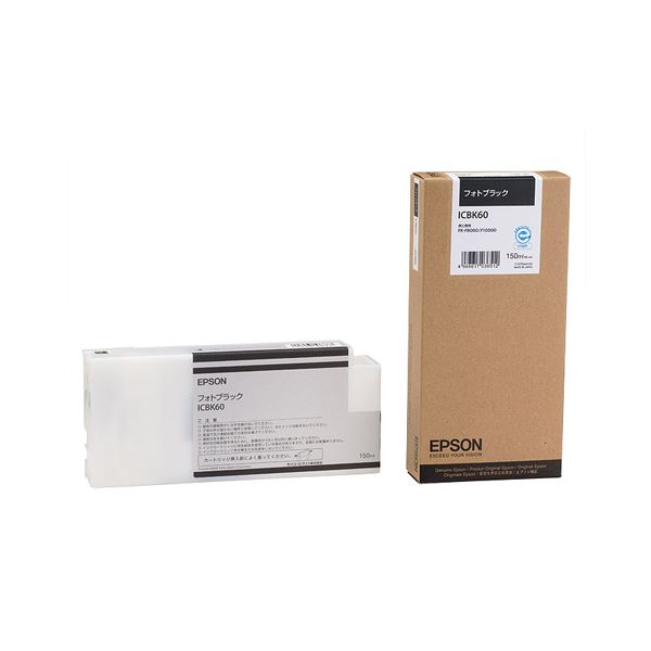 【EPSON メーカー純正品 EPSON 】 エプソン インクカートリッジ フォトブラック 150ml ICBK60 1個 【インク インクカートリッジ トナー カートリッジ 印刷 業務用 コピー プリンター】 プリンタ PCサプライ・消耗品 エプソン(EPSON)用