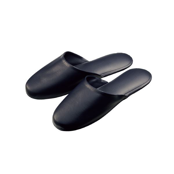 【お徳用セット まとめ買い 割安 セット販売】 オーミケンシ レザー調スリッパ ダークブルー 10足組【×5セット】