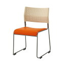 （まとめ:セット販売）アイリスチトセ スタッキングチェア パッド座タイプ オレンジ ASL-110PV-W/OG 1脚 【×3セット】インテリア・家具 椅子 チェア スタッキングチェア