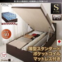 【組立設置サービス付 跳ね上げ式ベッド 収納ベッド 】 収納家具 収納ベッド 大容量 薄型スタンダードポケットコイル付き ポケットコイル 【縦開き】 シングルベッド 【深さ:ラージ】 【縦開き】 シングルベッド 収納 跳ね上げ式ベッド 収納ベッド 木製ベッド(3)