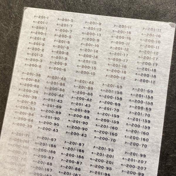 世田谷車両のメタリック車番インレタ(201系中央線分割1)(Nゲージ)｜アングル2