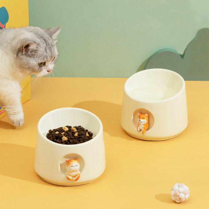 フードボウル 可愛い ペット食器 猫 磁器 猫用ボウル 犬 エサ皿 送料無料 水入れ 餌入れ スタンド フードボウル 犬猫 エサ入れ 猫用 犬用 ペット 食器台 皿 スタンド 餌入れ エサ台 フード ボウル 安定 送料無料