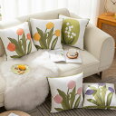 クッションカバー 50x50 45x45 60x60 花柄 チューリップ 可愛い おしゃれ カバー+中身 正方形 通気 丸洗いOK 汚れ防止 送料無料 単品販売 クッション カバー セット 40*40 50*50 60*60 45*45