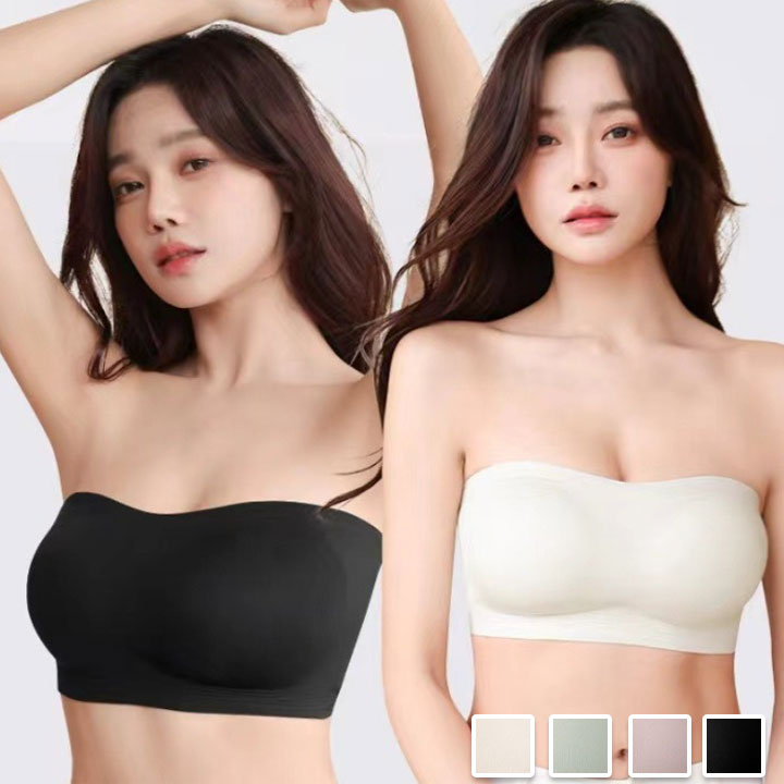 ブラジャー 肩紐なし ノンワイヤー 落ちない ストラップレス 黒 ストラップレスブラ 2WAY ズレない ノンワイヤーブラ ベアトップ ブラック 肌色 グリーン ピンク ブラ ブラジャー 育乳