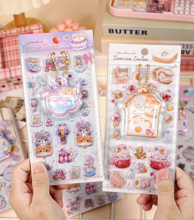 【SNSで大人気&新発売】ぷくぷくシール 立体シール スマホホルダー付きシール 可愛いシール スマホケース飾り 4種類 プチドロップ 装飾用 DIY用 3Dシール 手帳 ステッカーデコ 手作り 3Dステッカー シール交換 手芸用品 ステッカー アルバム ボ setmarket-10001638 SET MARKET サンプル画像2